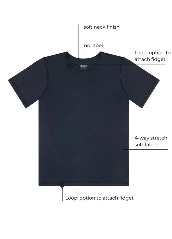 Detailfoto van de buitennaden van het prikkelarme T-shirt.