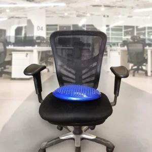 Blauw wiebelkussen groot geplaatst op een bureaustoel