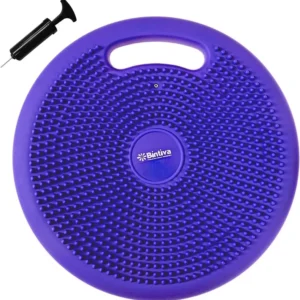 Paars wiebelkussen met handvat samen met meegeleverde handpomp